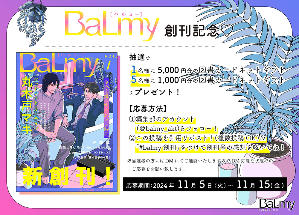 BaLmy創刊記念プレゼント企画の詳細